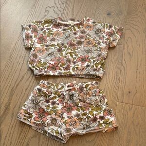 Jessica Simpson Girls Floral Shorts Set in White, Pink, Green